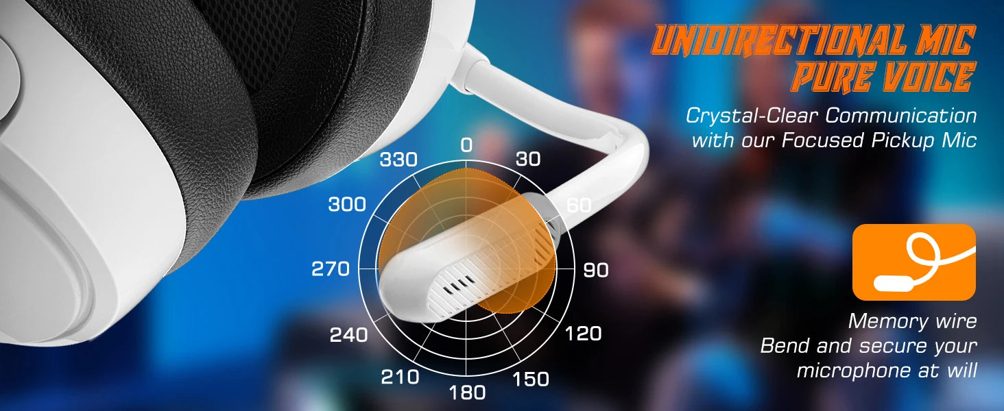 NUBWO HG04L Gaming Headset 3.5mm Jack Clear Unidirectional Mic Soft Memory Earmuffs for PS5/PS4 Xbox Series X|S/Xbox One Switch