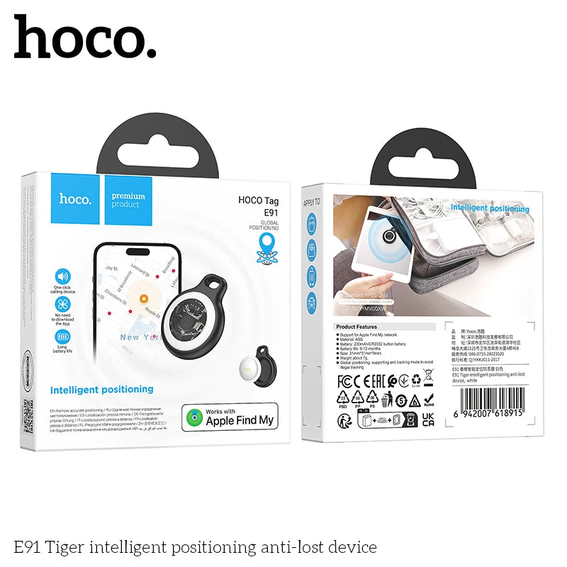 HOCO E91 Smart Airtag GPS Positioning Pet Anti-Lost Device with case For iphone find my Keychain Kids Trackers Finder Locator
