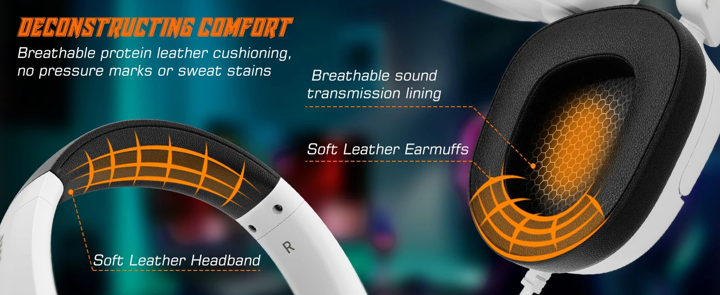 NUBWO HG04L Gaming Headset 3.5mm Jack Clear Unidirectional Mic Soft Memory Earmuffs for PS5/PS4 Xbox Series X|S/Xbox One Switch