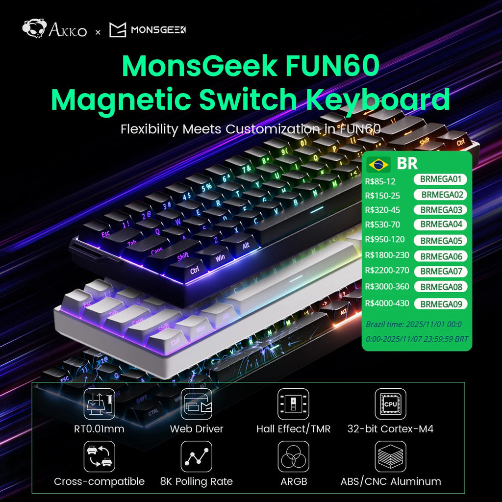 Akko MonsGeek FUN68 FUN60 PRO&MAX  HE Magnetic Keyboard 60% 65% Gaming Keyboards Rapid Trigger 8K Custom Keyboard Gamer Esports